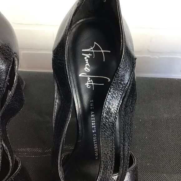 FRANCO Sarto black heels pumps genuine leather cossed front straps sexy size 6 - Picture 4 of 10